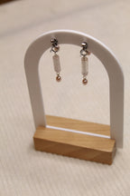 Stainless Steel Two Sided Gemstone & Pearl Stud Earrings