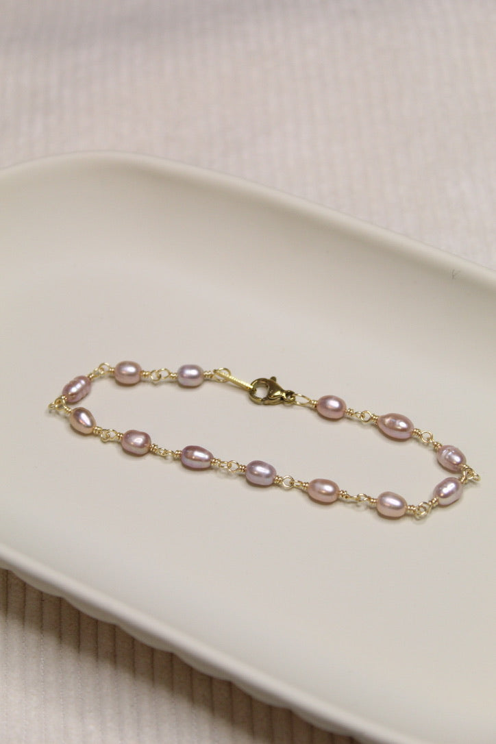 Plated Pearl Link Bracelet