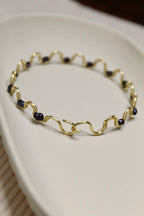 Gold/Silver Plated Pearl Wavy Bangle Bracelet