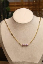 Gold Plated Triple Pearl Chain Necklace