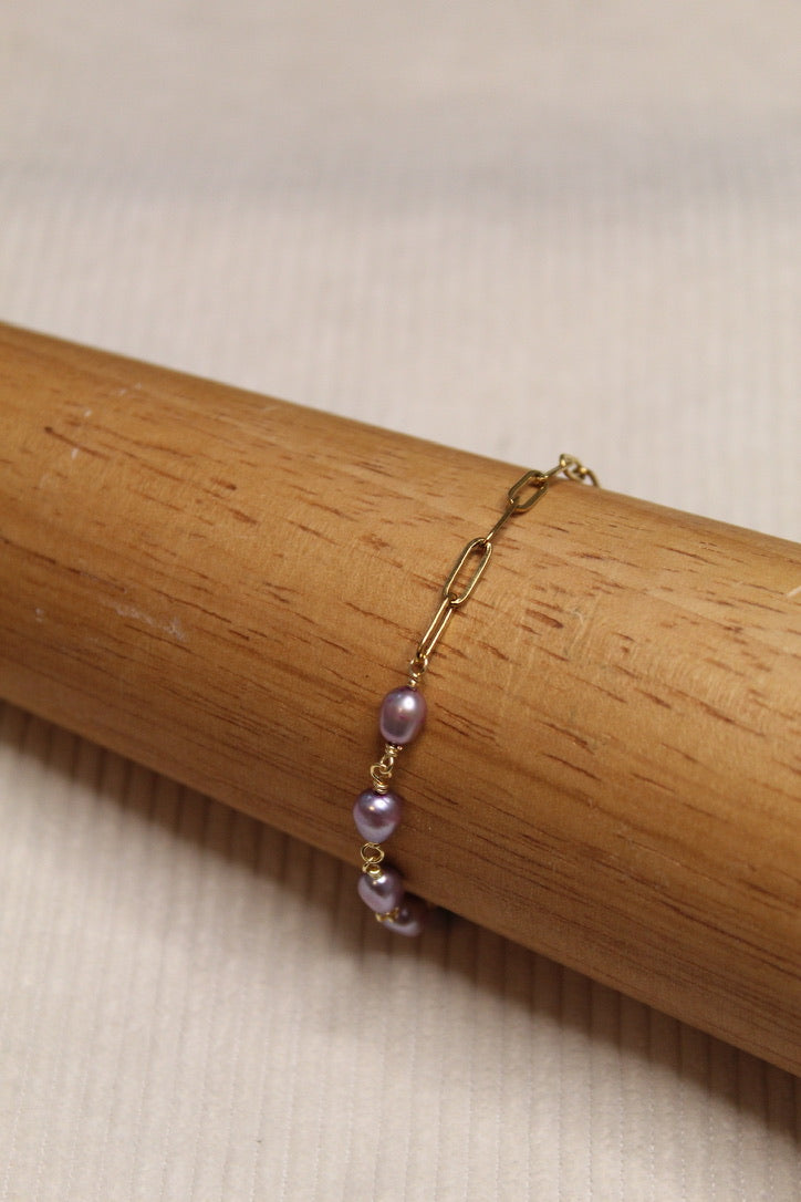 Gold Plated Half Pearl Half Chain Bracelet