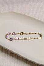 Gold Plated Half Pearl Half Chain Bracelet