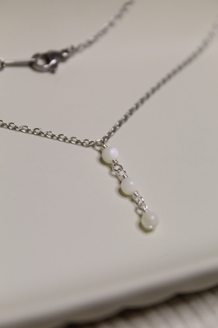 Stainless Steel Gemstone Lariat Necklace