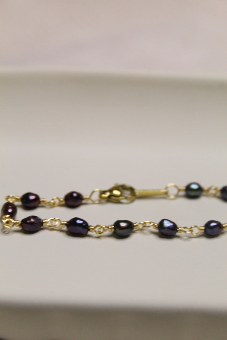 Plated Pearl Link Bracelet