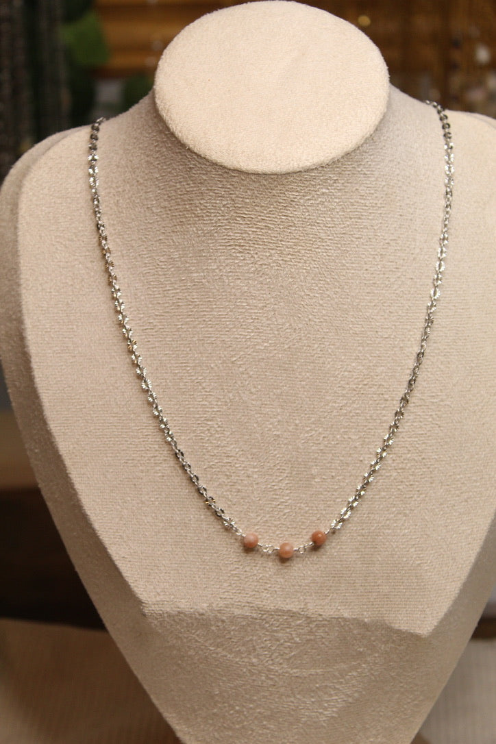 Stainless Steel Gemstone Link Necklace