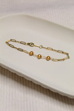 Gold Plated Pearl Link Chain Bracelet