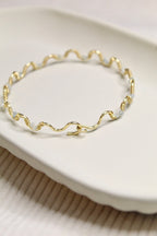 Gold/Silver Plated Gemstone Wavy Bangle Bracelet