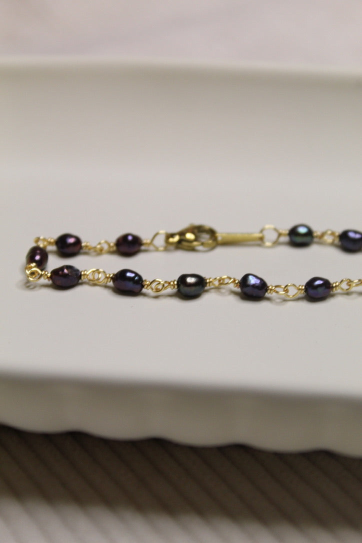 Plated Pearl Link Bracelet