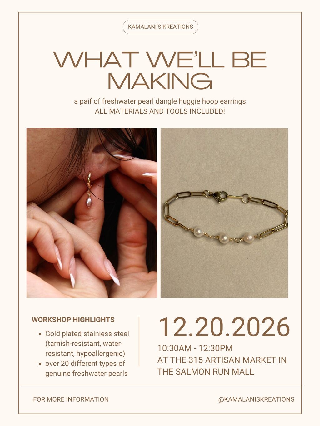 DEC 20 Pearl Huggies & Link Bracelet (PRIVATE)