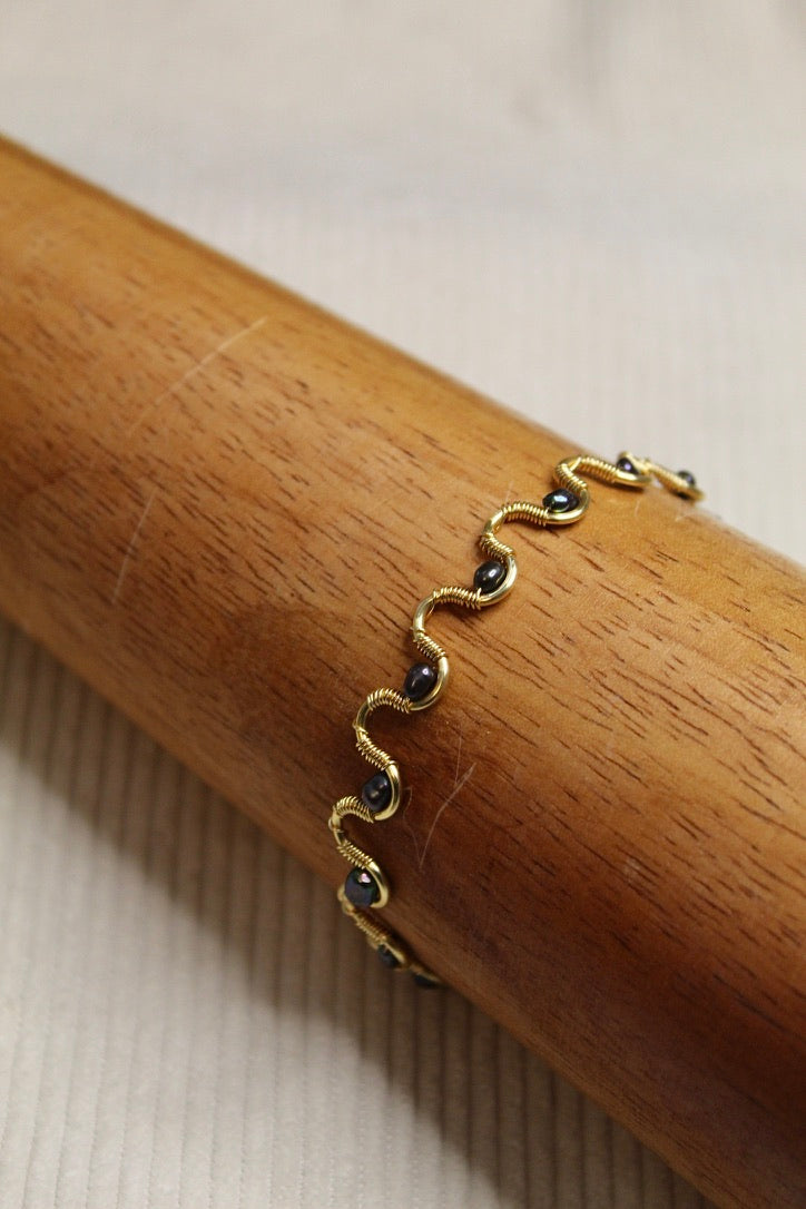 Gold/Silver Plated Pearl Wavy Bangle Bracelet