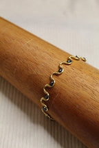 Gold/Silver Plated Pearl Wavy Bangle Bracelet