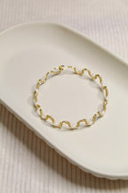 Gold/Silver Plated Pearl Wavy Bangle Bracelet