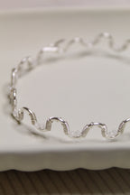 Gold/Silver Plated Gemstone Wavy Bangle Bracelet