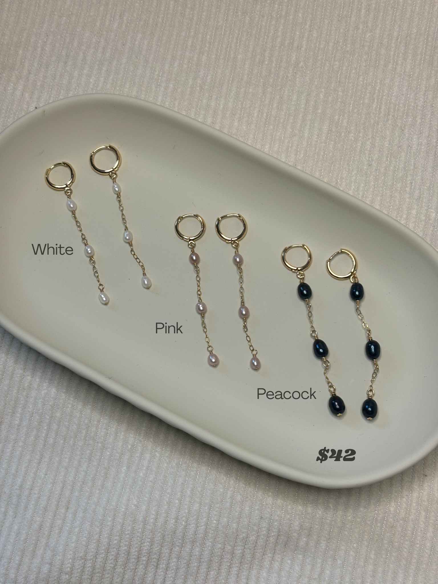 Gold-Filled Freshwater Pearl Dangle Huggie Hoop Earrings