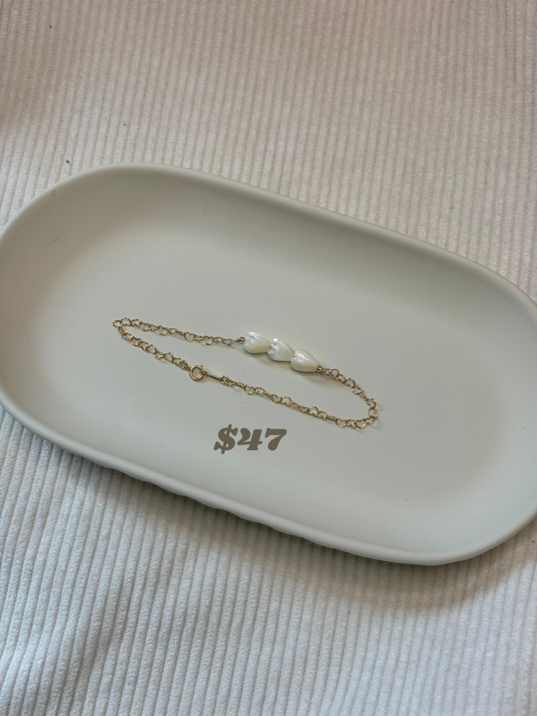 Gold-Filled Mother of Pearl Pikake Chain Bracelet