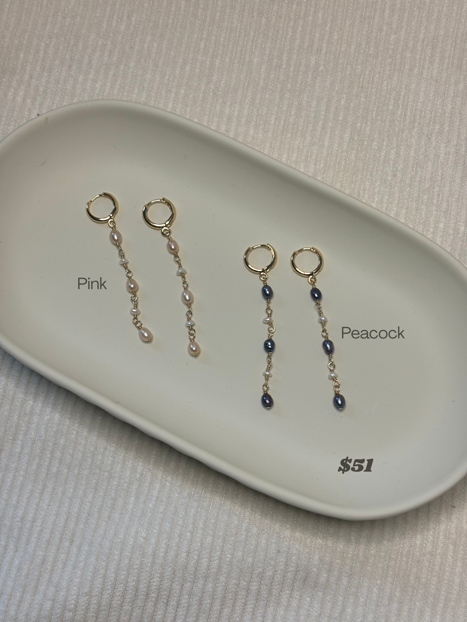 Gold-Filled Freshwater Pearl Dangle Huggie Hoop Earrings