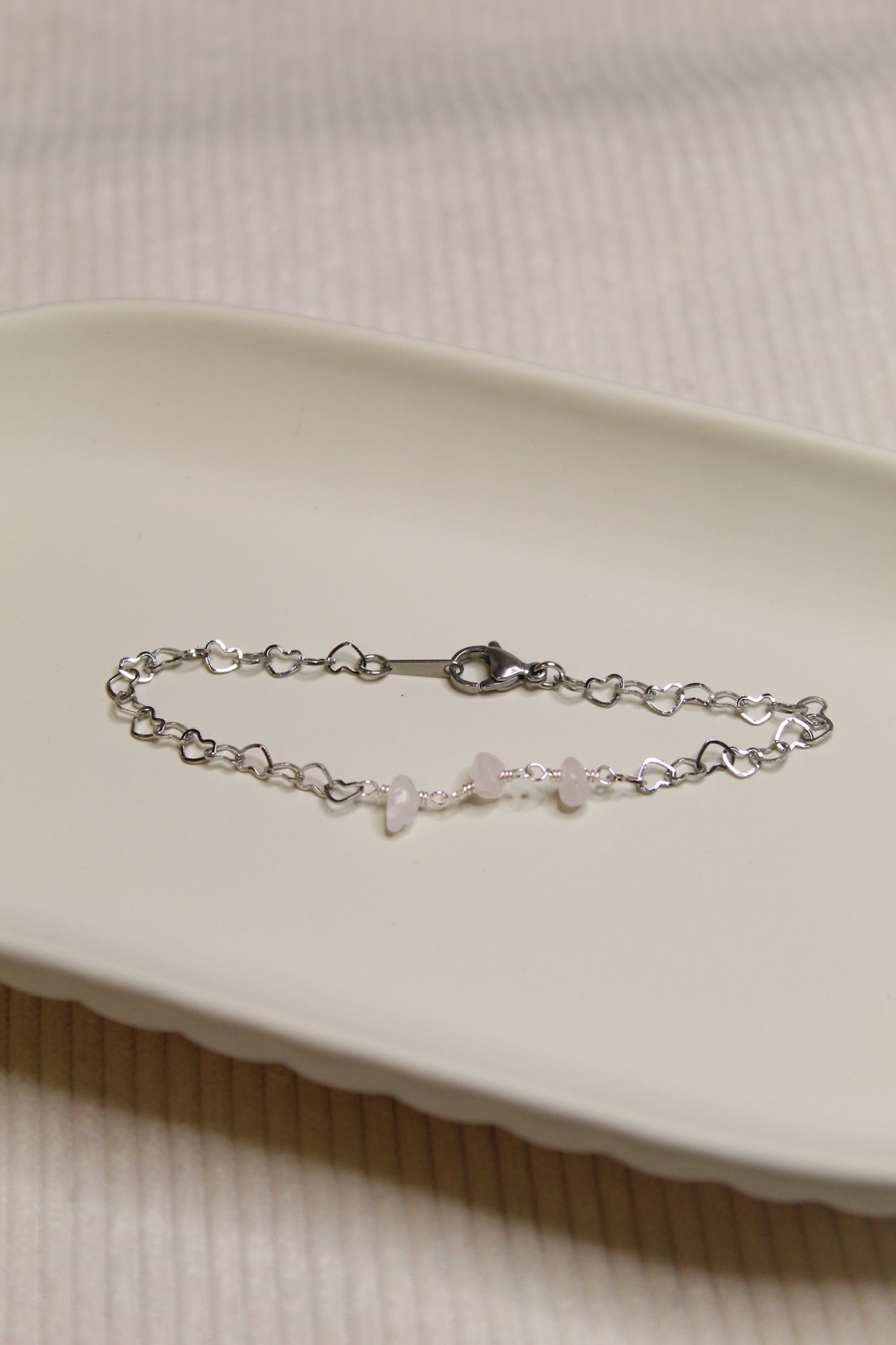 Stainless Steel Gemstone Chip Link Chain Bracelet