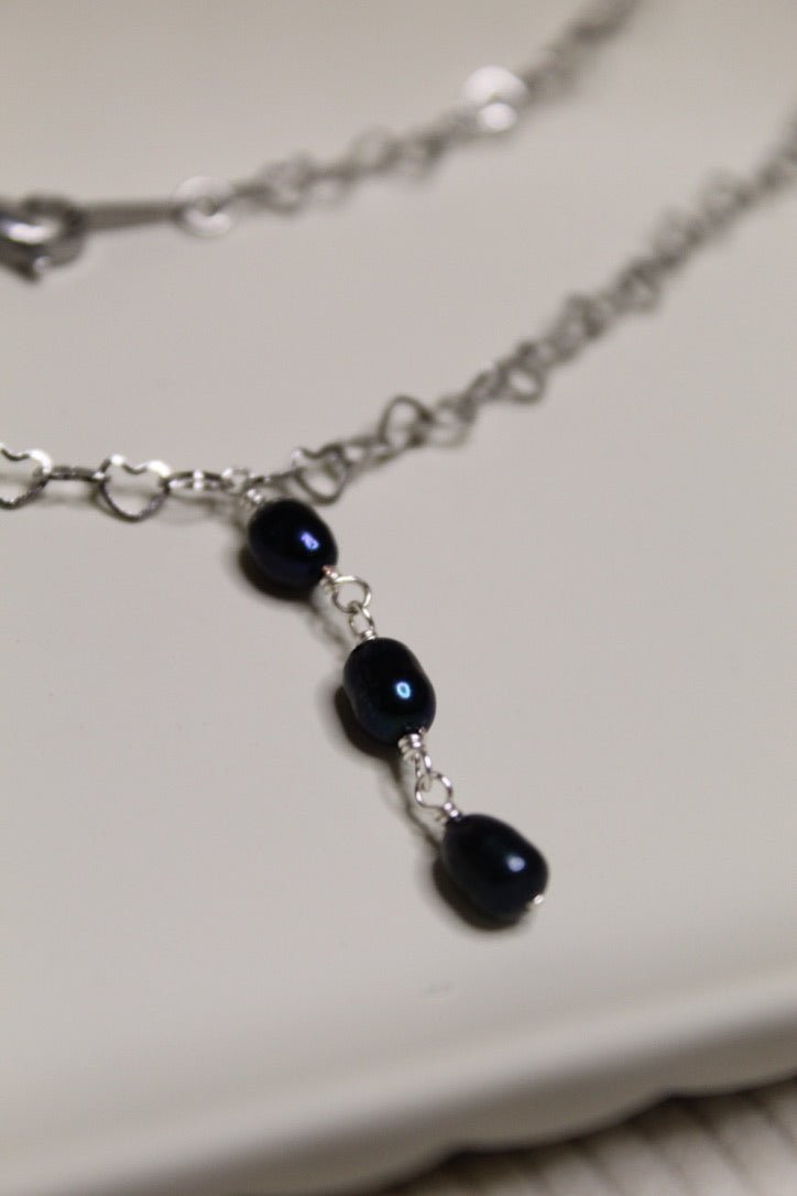 Stainless Steel Pearl Lariat Necklace