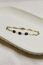 Gold Plated Pearl Link Chain Bracelet