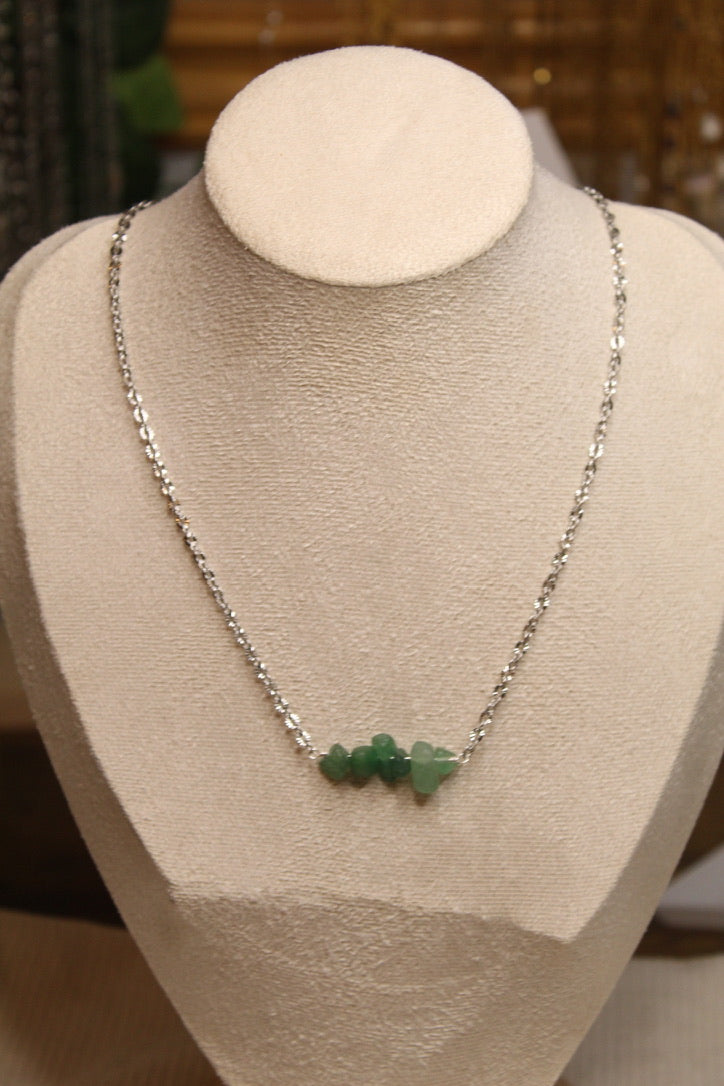 Stainless Steel Gemstone Chip Necklace