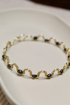 Gold/Silver Plated Pearl Wavy Bangle Bracelet