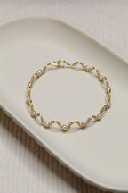 Gold/Silver Plated Pearl Wavy Bangle Bracelet