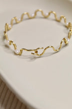 Gold/Silver Plated Pearl Wavy Bangle Bracelet