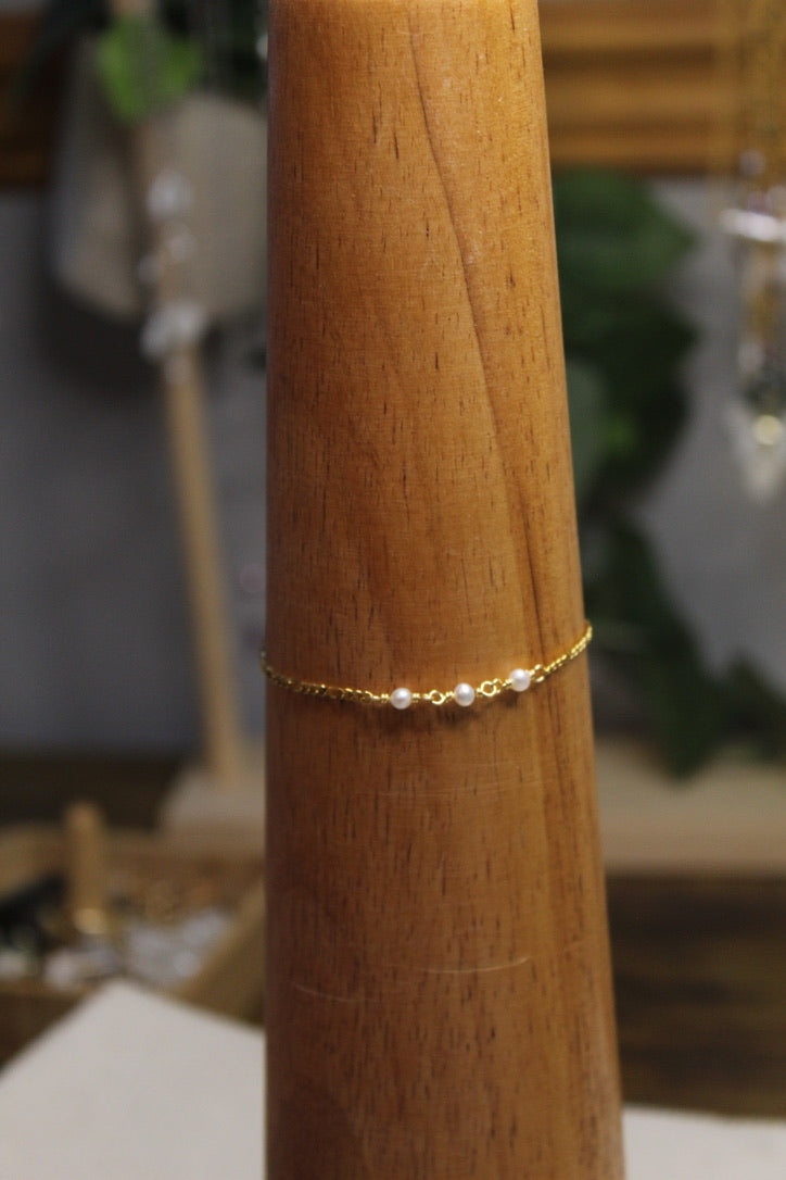 Gold Plated Pearl Link Chain Bracelet