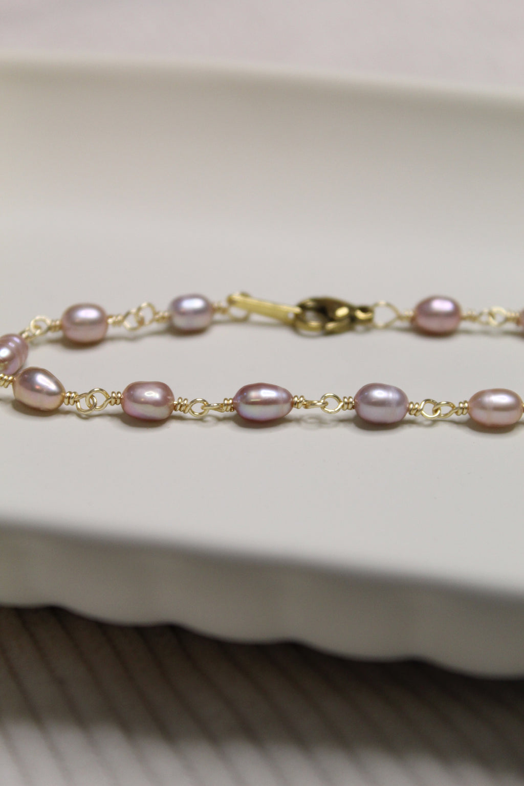 Plated Pearl Link Bracelet