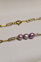 Gold Plated Triple Pearl Chain Necklace