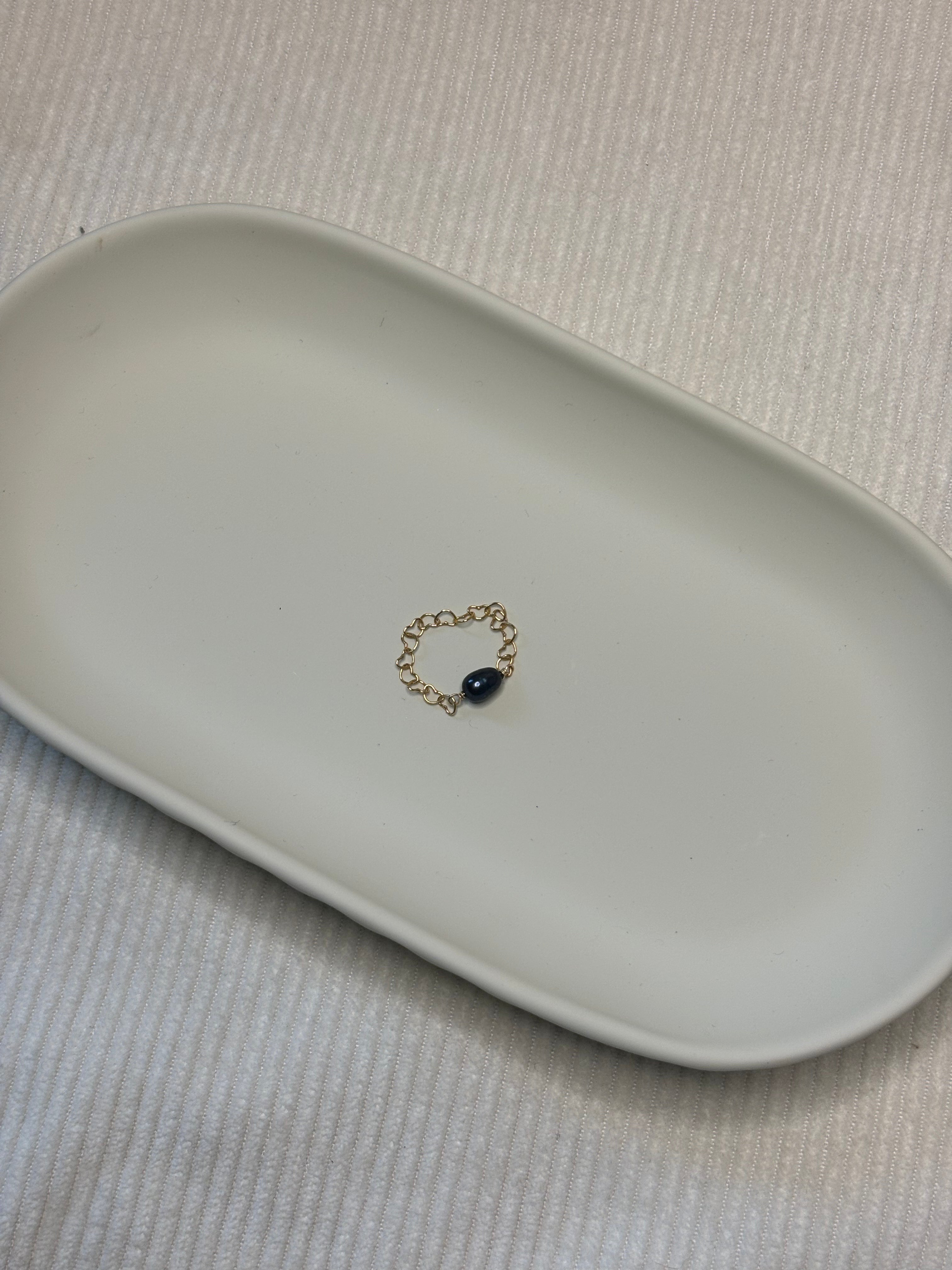 Gold-Filled Freshwater Pearl Chain Ring