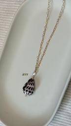Gold-Filled Hebrew Cone Shell Freshwater Pearl Chain Necklace
