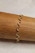 Gold/Silver Plated Gemstone Wavy Bangle Bracelet