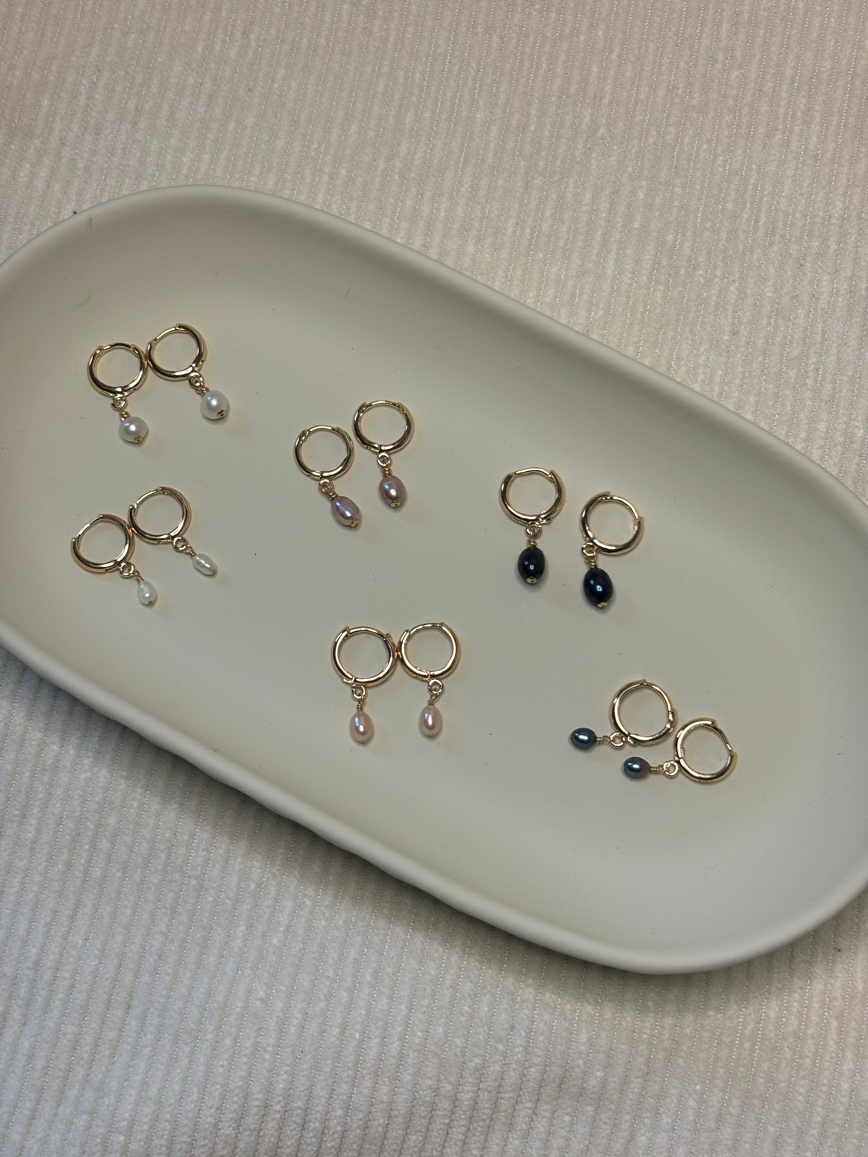 Gold-Filled Freshwater Pearl Huggie Hoop Earrings