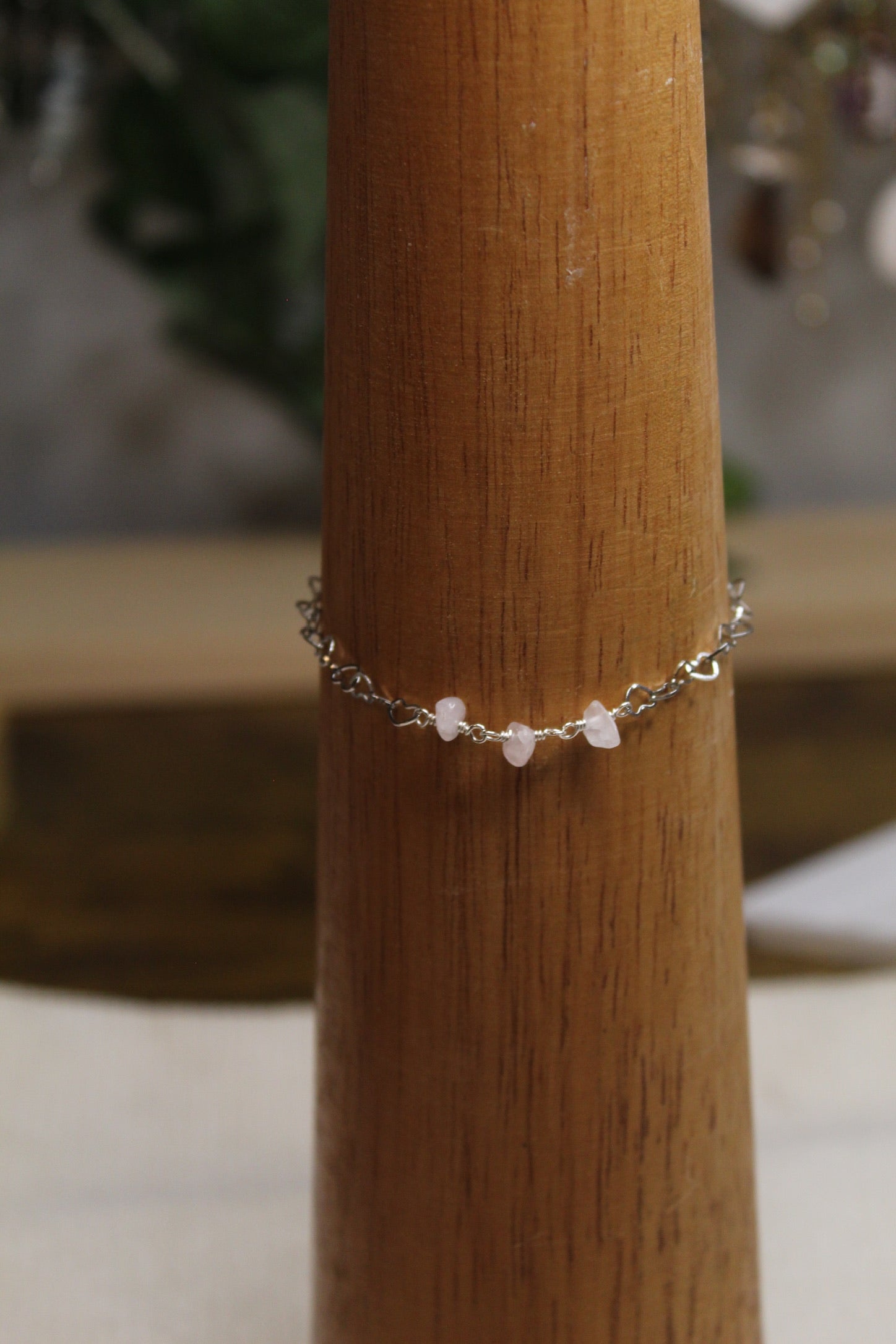 Stainless Steel Gemstone Chip Link Chain Bracelet