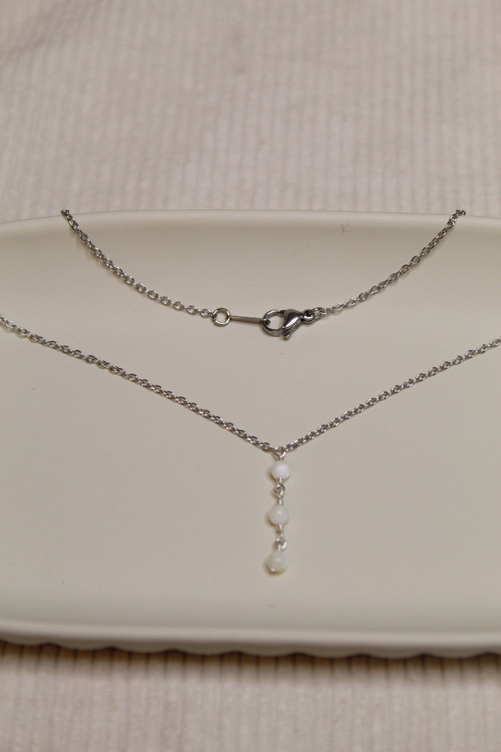 Stainless Steel Gemstone Lariat Necklace