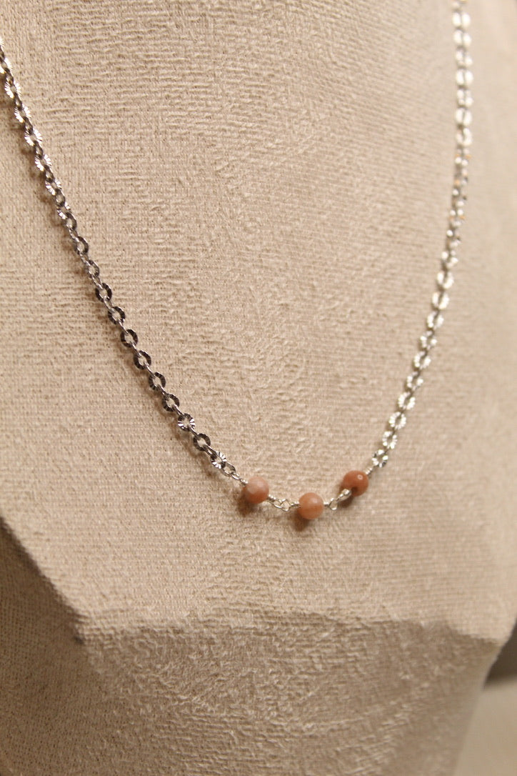 Stainless Steel Gemstone Link Necklace