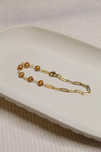 Gold Plated Half Pearl Half Chain Bracelet
