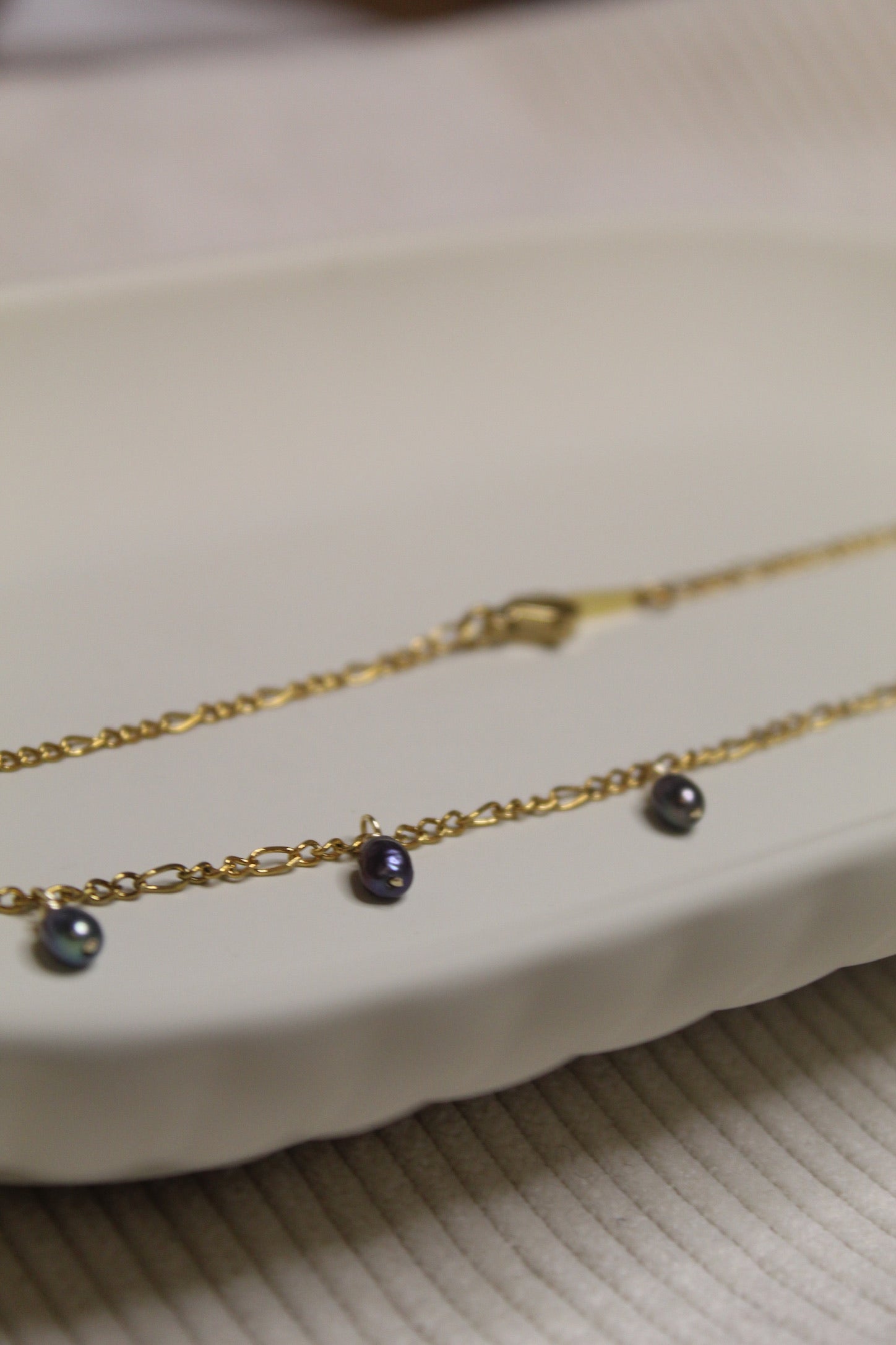 Gold Plated Pearl Dangle Necklace