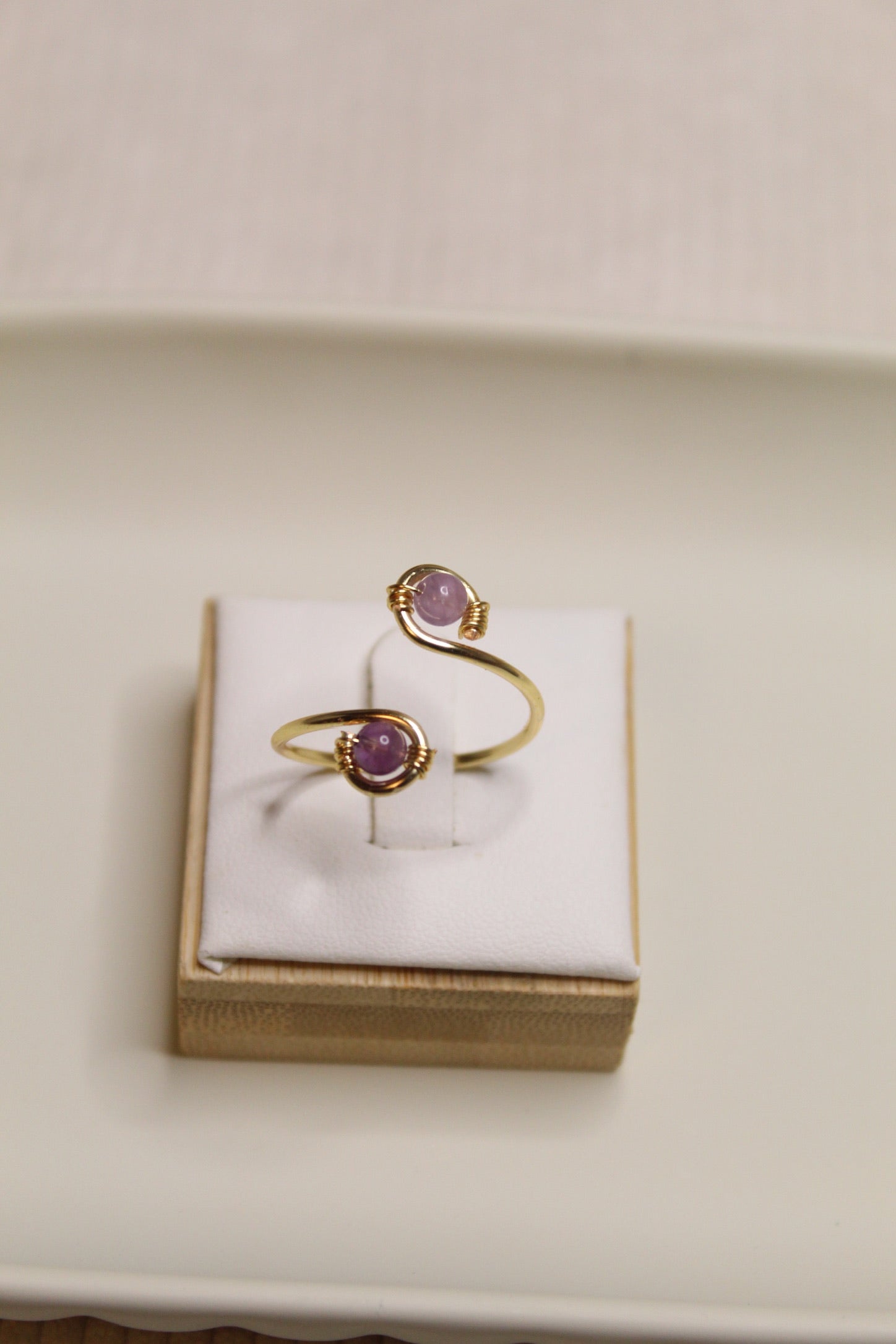 Gold/Silver Plated Double Gemstone Spiral Ring