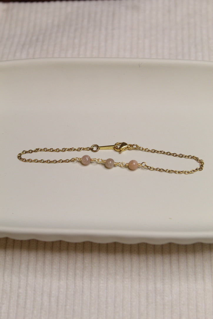Gold Plated Gemstone Link Chain Bracelet