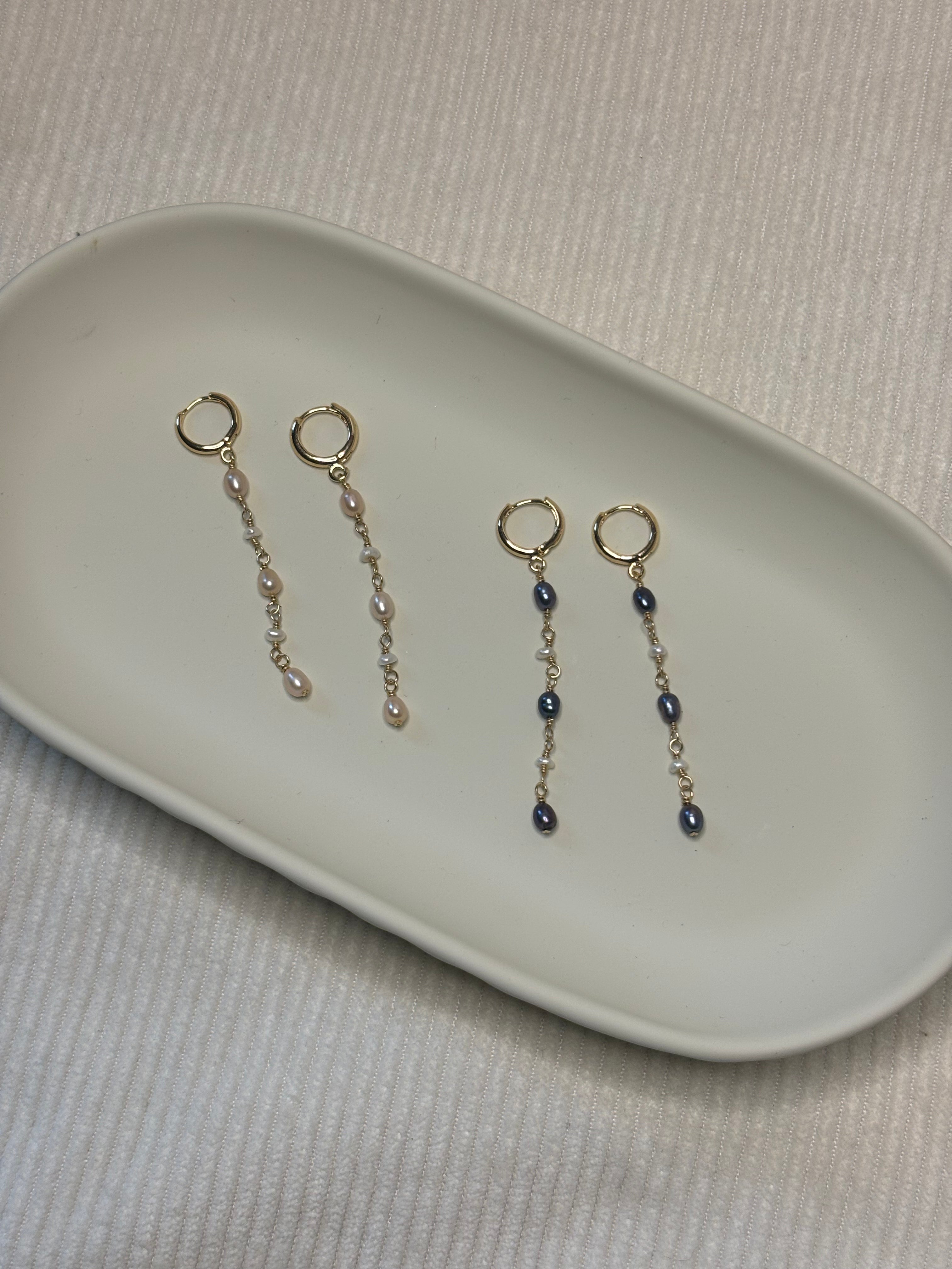 Gold-Filled Freshwater Pearl Dangle Huggie Hoop Earrings