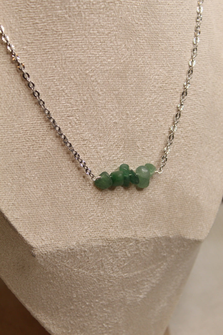 Stainless Steel Gemstone Chip Necklace