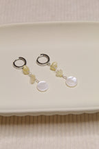 Stainless Steel Gemstone & Shell Disc Earrings