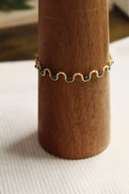 Gold/Silver Plated Pearl Wavy Bangle Bracelet