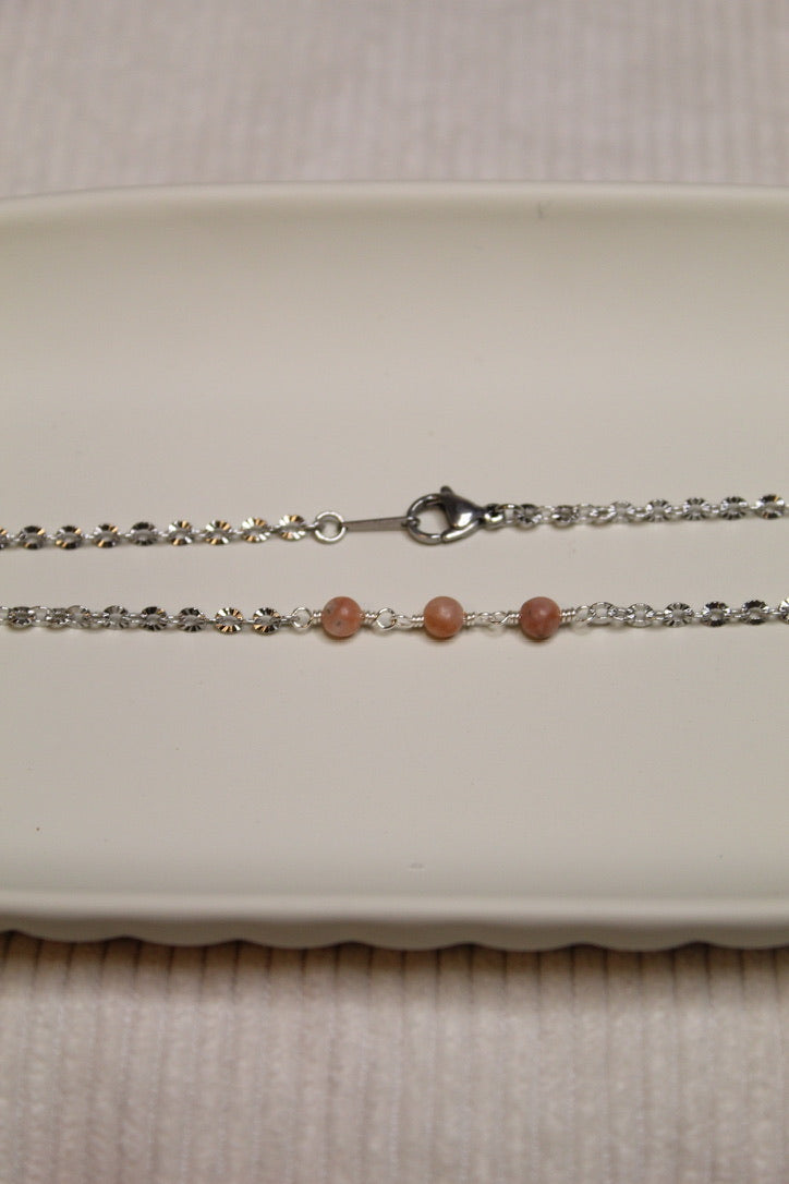 Stainless Steel Gemstone Link Necklace