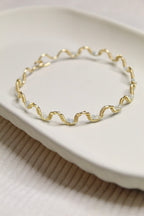 Gold/Silver Plated Gemstone Wavy Bangle Bracelet