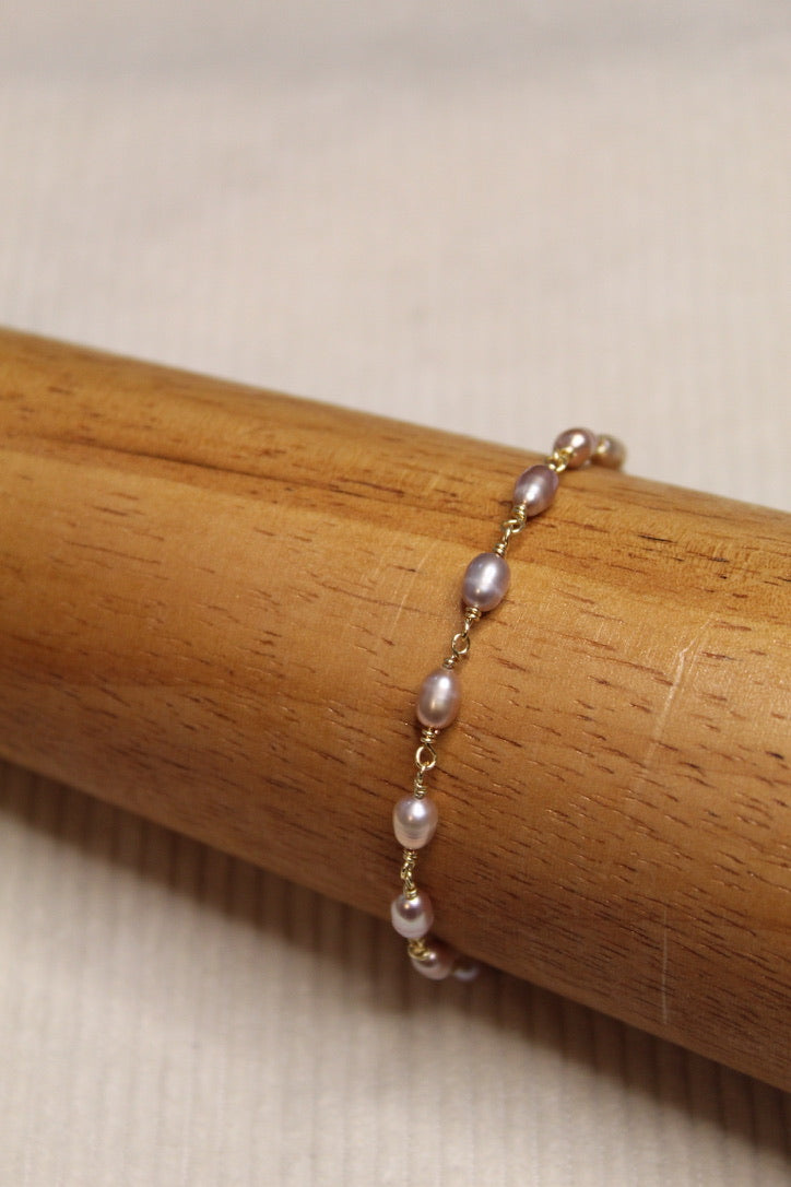 Plated Pearl Link Bracelet