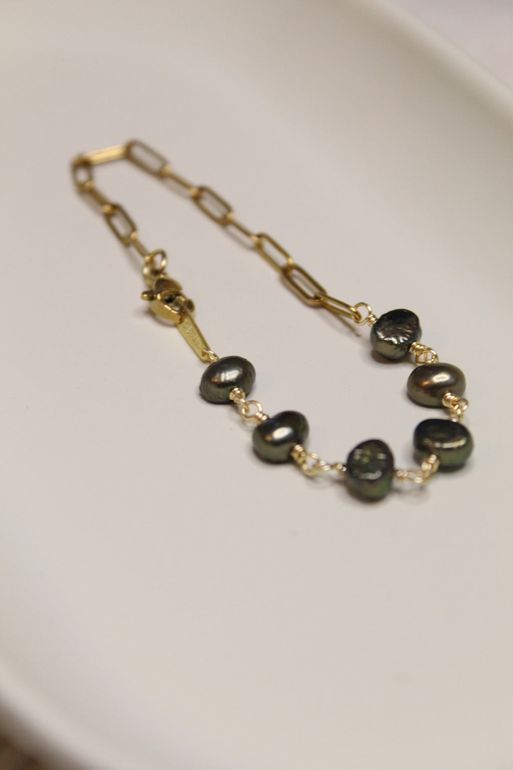 Gold Plated Half Pearl Half Chain Bracelet