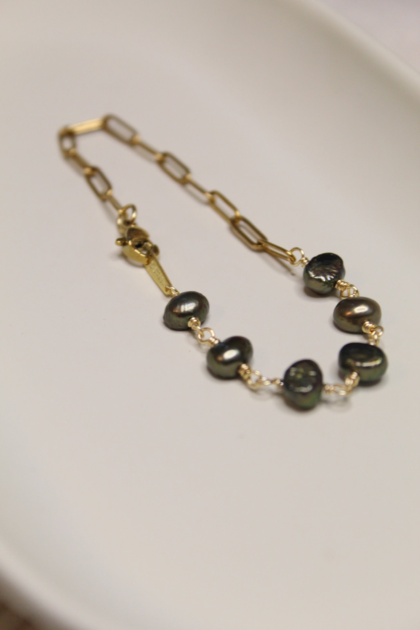 Gold Plated Half Pearl Half Chain Bracelet